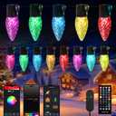 Brightown Smart C9 Christmas Lights Outdoor, 100 LED Christmas Color Changing Fairy Lights App Control, Music Sync, RGB, Shatterproof Connectable C9 String Lights for Tree House Indoor Xmas Decor (66 Ft)
