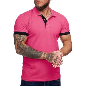 Men's Short Sleeve Casual Slim Fit Polo Shirts Basic Designed Classic Cut Cotton Shirts, Large 