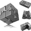 Metal Infinity Cube, Fidget Toys for Teens, Kids Fidget Toy, ADHD Fidget Toys for Adults with Anxiety, Desk Fidgets for Office for Adults (Grey)