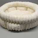 BALANCE Cat Bed Kitten Bed, Washable Round Cat Beds for Indoor Cats,Super Soft Plush Faux Fur Pet Bed for Puppy and Kitten with Anti-Slip Bottom (20.0"L x 20.0"W x 8"Th, Winter White)