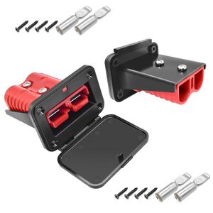 GZSH Anderson Plug 2PCS 175A Quick Connect Wire Connectors with Mount and Cap 4-1/0 AWG Battery Quick Disconnect 12V-36V Battery Quick Connect Waterproof SB175 for Car RV Trunk Boat Winch (Red)