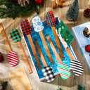 8 Pieces Christmas Silicone Spatula Santa Claus Pattern Set Xmas Cake Silicone Spatula with Wooden Handle for Kitchen Stirring Cooking Baking(Stripe Color)