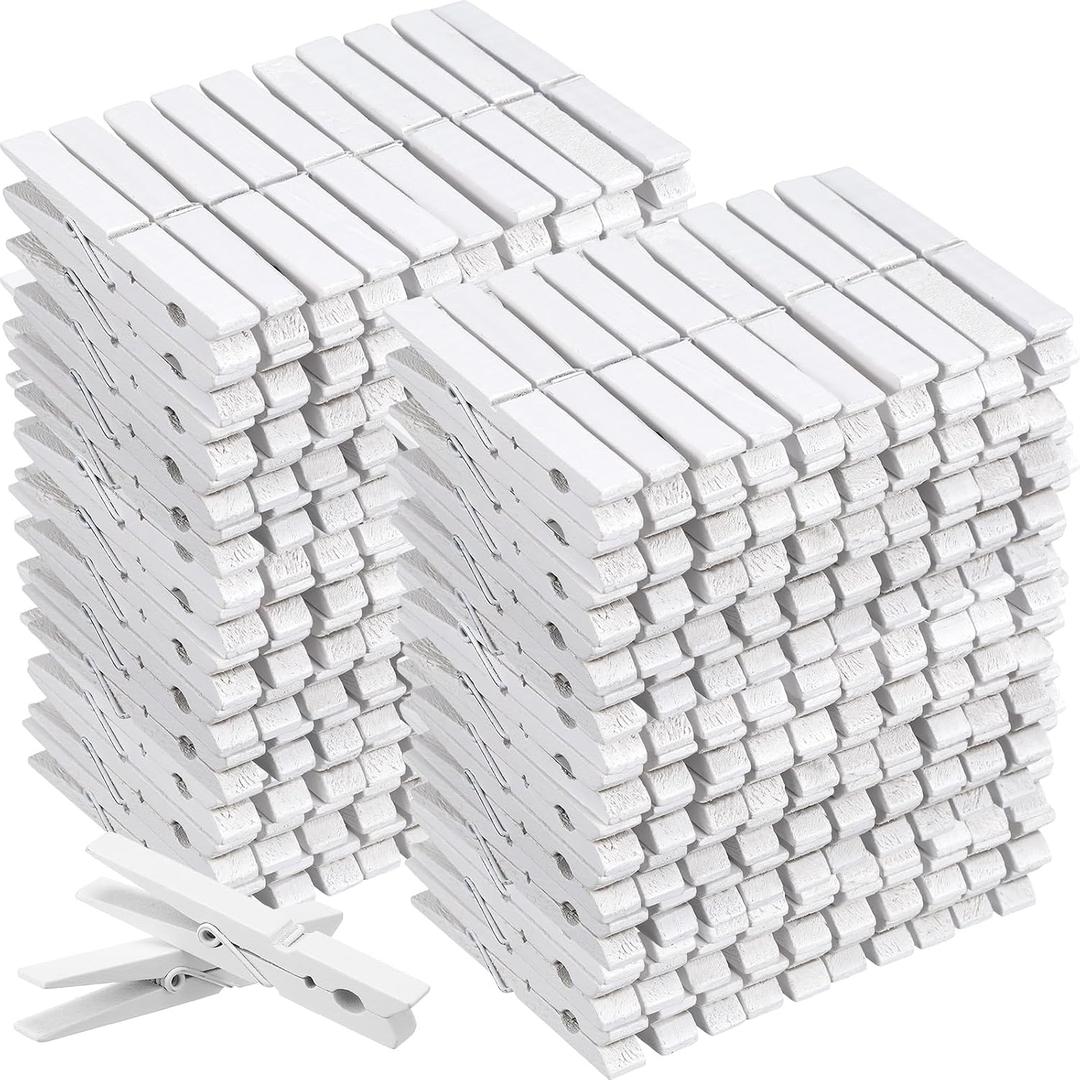 Honeydak 300 Pcs Large Clothes Pins 3.9 Inch Wooden Clothespins for Hanging Photos Crafts Pictures Laundry Outdoor Clothes Clips(White)