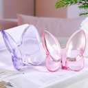 2pcs Crystal Butterfly Figurine,Butterfly Collectibles Glass Art Glass Animals Crystal Wedding Decortion for Home Butterfly Gifts for Women(Purple+Pink)
