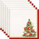 Christmas Tree Napkins, 1818 Inch Floral Dinner Cloth Napkins Set of 6, Washable Cotton Soft Absorbent Square Napkins for Dining Kitchen Party Wedding Decoration