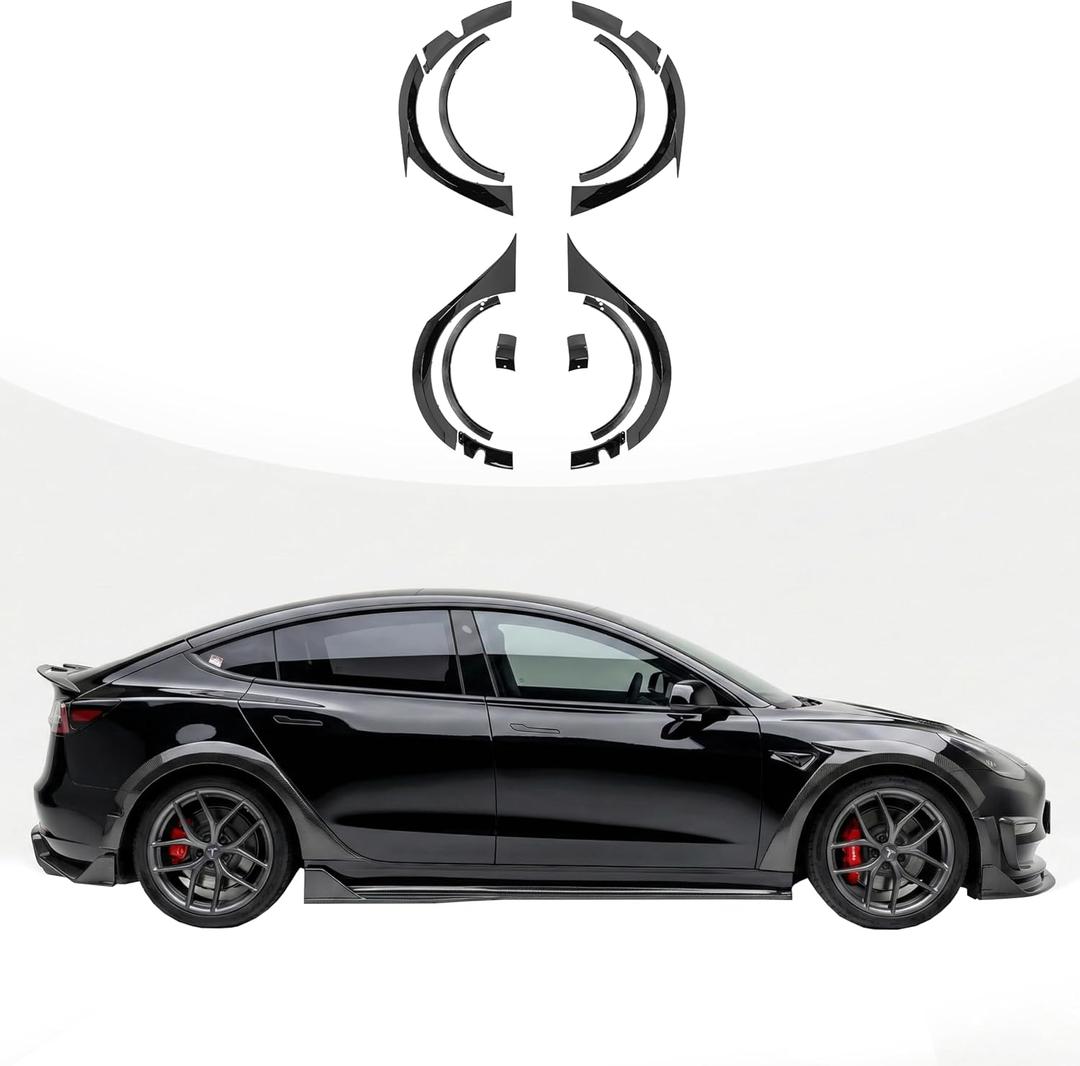 Wheel Tires Eyebrow Strip for Tesla Model 3 2018-2023 Turbo Style | 4PCs ABS Plastic Fender Flares tire Exterior Accessories (Gloss Black)