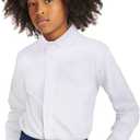 Calvin Klein Boys' Long Sleeve Slim Fit Dress Shirt, Button-Down Style with Cuffs & Shirttail Hem (12, White)