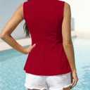 BTFBM Womens Summer Tops 2026 Business Casual Outfits Crew Neck Sleeveless Shirts Slim Fit Peplum Tank Top (Red, M)