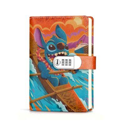 JOHSBYD Stitch Leather Combination Lock Notebook Lilo & Stitch Leather Locked Journal Notebook for Stitch Fans for Teens Personal Secrets Writing (3) Hardcover-Spiral