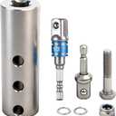 Stainless Steel Trailer Jack Drill Adapter with 2 Pcs 1/2 inch Socket Adapter Bit, Compatible with 1 Inch Jack Drive Shaft (Long Style Silver)