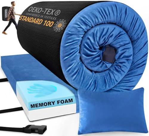 Sleeping Pad,3-inch Thick Memory Foam Camping Mattress,Portable Roll-Up Mat for Car/Tent/Floor/Cot/Travel,Comfortable Pad for Guests Sleepover. Size 72"L x 24"W x 3"Th