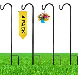 4 Pcs 24 Inch Shepherds Hook for Outdoor Adjustable Bird Feeder Pole Metal Steel Shepard Hooks for Hummingbird Stand Feeder Pole for Garden Plant, Lantern, Hanging Wedding Decor
