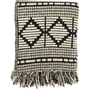 Bloomingville Soft Recycled Cotton Blend Throw with Diamond Pattern, Black and Beige