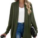 GRECERELLE Women's Long Sleeve Open Front Lightweight Casual Business Dressy Cardigan Sweater Fall Winter (Green, L)
