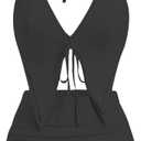 SHENHE Women's Y2k 2 Piece Sexy Outfits Backless Halter Crop Top and Ruched Bodycon Mini Skirt Set (Black), Small