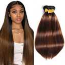 Color 30 Bundles Human Hair Highlight Straight Bundle 22 24 26 Inch Brazilian Virgin Hair 3 Bundles P4/30 Straight Bundle Hair Extensions