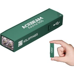ACEBEAM Keylite 500 High Lumens Keychain Flashlight Rechargeable, Ultra-Compact Flat Pocket EDC Flashlight with Dual LEDs, 6 Modes, Type-C Charging, Small MINI Flash Light for Emergency, Home, Outdoor (Teal)