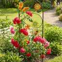 WENTTUO Decor for Outside 33 Inch Decorative Garden Stakes with Flowers Dragonflies Metal Yard Decorations for Outdoor Patio Lawn Backyard