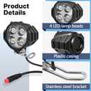 Ebike Headlight 2 Pin, Ebike Front Light for 36V 48V Battery Systems, Waterproof Connector Electric Bike Front Light, Fit for Electric Bicycles/Mountain Bikes/Scooters, 12V-60V