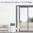 JEACENT Portable Air Conditioner Sliding Door AC Vent Kit, Universal Adjustable PVC Balcony Seal Kit Plates Up to 90 Inches, for 5.1" and 5.9" Diameter Portable AC Exhaust Hose
