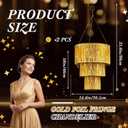 Rossesay 2 Piece Gold 3 Tier Fringe Tinsel Chandelier Fringe Chandelier Decoration Birthday Bachelorette Party Decoration Iridescent Foil Shimmering for Graduation Prom Party Decor 2026