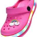 XPKWS Toddler Kids Clogs Boys Girls LED Garden Shoes Light up Sandals Slip on Quick Dry Beach Slippers, 24 