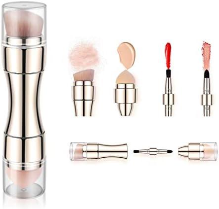 Bling Toman 4 in 1 Makeup Brush,Makeup Sponge,Blush Blending,Eyeshadow,Eyebrow&Liner Lip Face Foundation Mini Travel Brushes Retractable Brush Set (gold brush)