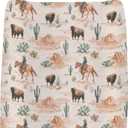 Vintage Cowboy Bison Changing Pad Covers for Baby Girls Boys Western Cowboy Cactus Mountain Fitted Changing Table Cover Mats Wild Desert Soft Diaper Changing Table Sheets 32''16''