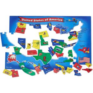 Melissa & Doug USA Map Floor Puzzle, 51 Jumbo Pieces, 2 x 3 Feet, Educational Geography Giant Puzzle for Kids Ages 6+ - FSC Certified