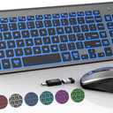 SABLUTE Wireless Keyboard and Mouse Combo Backlit - Compact Quiet Keyboard with RGB Mouse, Rechargeable, Slim, Sleep Mode, Portable Cordless Keyboard Mouse Set for Mac, Windows, Laptop (Space Gray)