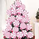 24 Pcs Large Christmas Decorations Indoor: Pink White Peppermint Lollipop Christmas Tree Picks Swirl Lollipop Decorations for Xmas Tree Topper Home Office Party Vase Decor