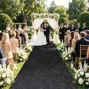 Wedding Aisle Runner: 4FT15FT Sequin Fabric - Black Sparkly Carpet Runner for Helloween Bachelor Party Outdoor Grass Floor Indoor Rug Runner Hallway Decorations