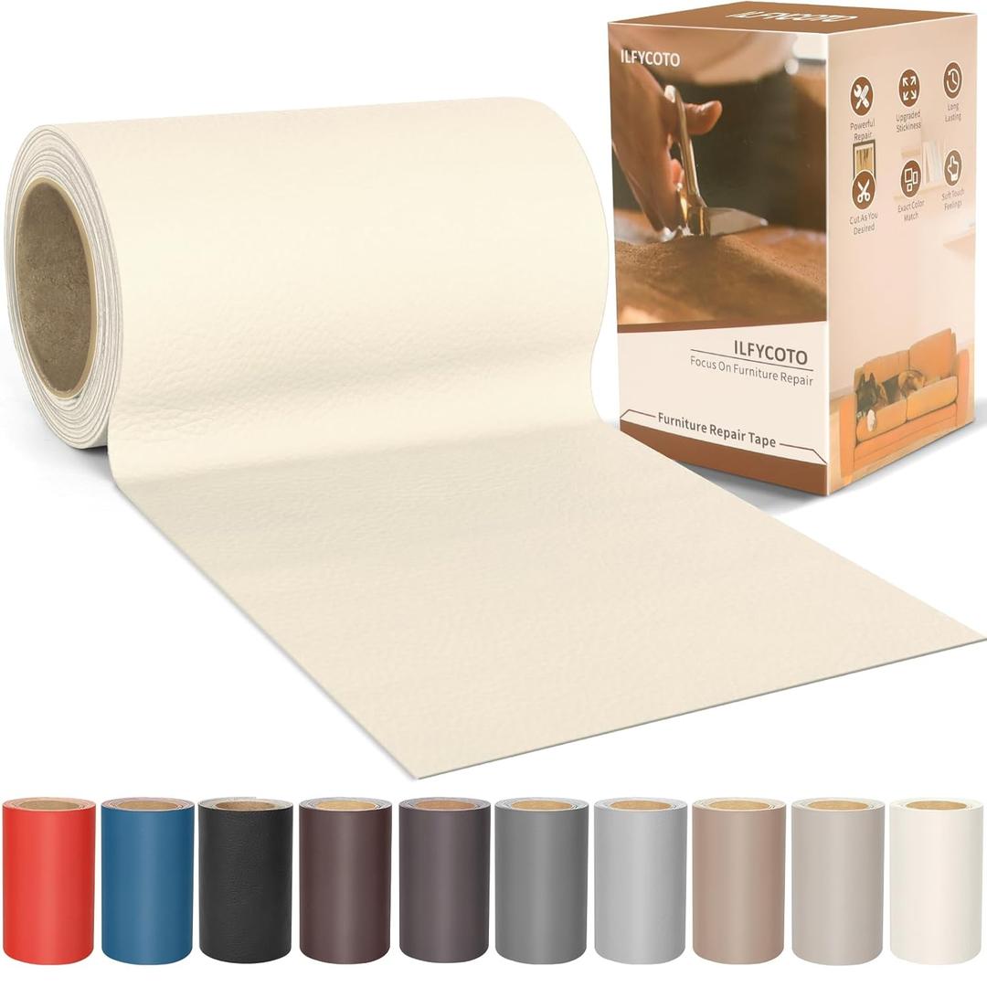 Vinyl Repair Kit, Leather Repair Kit 4 x 70 inches Leather Repair Patch for Furniture, Leather Couch Patch for Sofas, Furniture, Car Seats, Office Chairs, Interior - Beige White