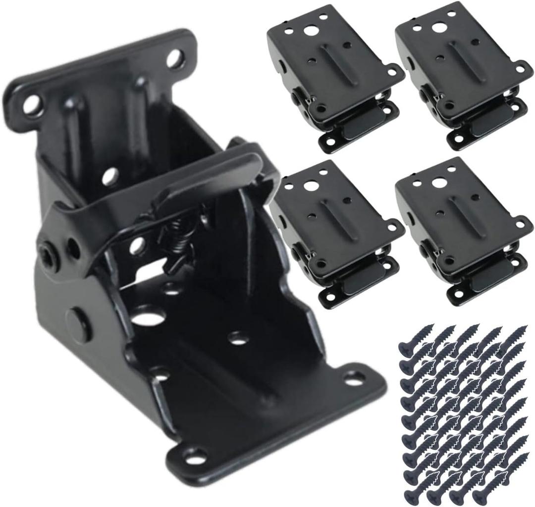 4 Pack Folding Table Legs, Folding Brackets, Folding Leg Fittings, Self-Locking Hinge with Screws for Table Chair Seat Desk Repair DIY