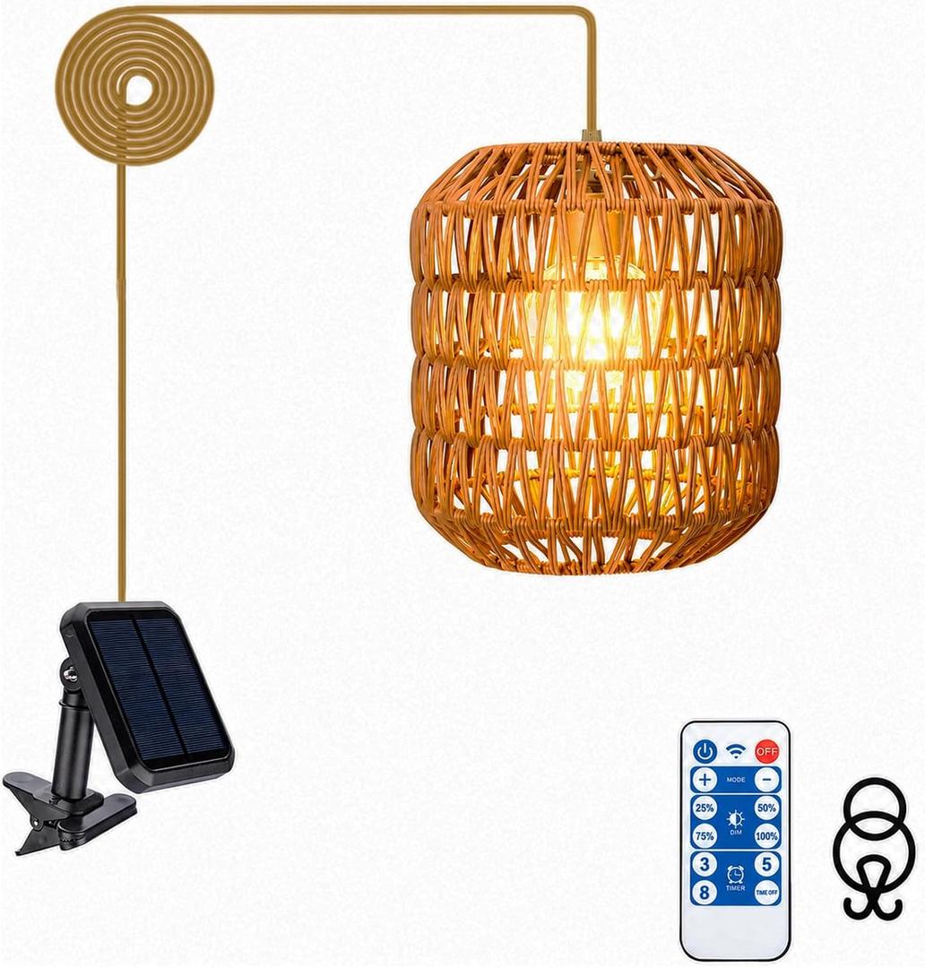 Outdoor Chandelier Solar Pendant Light Outdoor Hanging Lantern Solar Chandelier with Edison Bulb Remote Dimmable Waterproof for Porch Patio Gazebo Garden Yard Decoration