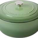 Enameled Cast Iron Dutch Oven Pot With Lid, 5.5 Quart, for Bread Baking, Cooking, Pistachio Green