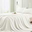 Vonty Full Bed Sheet Rayon Derived from Bamboo Sheets Full Size Bed Set, White Full Sheet Set Luxury & Cooling Sheets - Hotel Silky Sheets with Deep Pocket, 4 Pieces