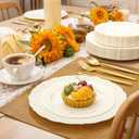 U-QE 95 Pieces Ivory Plastic Plates for Party - Ivory Disposable Plastic Plates - Heavy Duty Disposable Platos Including 50 Dinner 10 '' & 45 Dessert 7.5 '' for Weddings