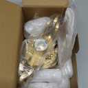 Q&S Mini Chandelier Crystal Ceiling Light, Small Flush Mount Gold Light Fixture for Entryway Bedroom Bathroom Hallway Closet E26