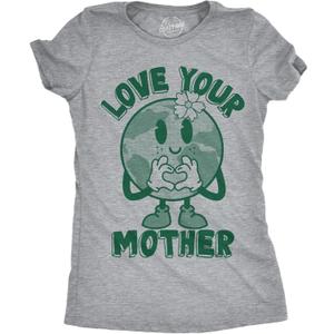 Womens Funny T Shirts Love Your Mother Earth Day Graphic Tee for Ladies (Gray, S)