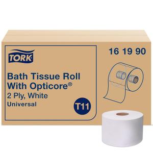 Tork OptiCore Mid-size Toilet Paper Roll White T11, Universal, 2-ply, 36 x 865 sheets, 161990, 865 Count