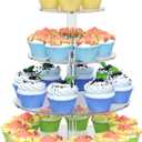 4 Tier Round Cupcake Stand, Acrylic Cupcake Display Stand for 38 Cupcakes, Clear Cupcake Holder Stand for Dessert Table, Cupcake Tower Stand for Wedding Birthday Party Graduation