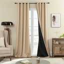 Rutterllow 100% Blackout Curtains 2 Panels, Full Shade 108 Inches Long Complete Drapes for Living Room, Thermal Insulated Bedroom Window Treatment Drapes (Khaki, 52x108 inch)