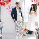 LuoluoHouse Silver Shimmer Pedestal Stands for Party: 90CM High Glitter Sequin Square Display Stand for Birthday Wedding Dessert Cake Table Stand Decorations