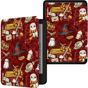 Case Compatible with 6.8" Kindle Paperwhite (11th Generation-2021) and Kindle Paperwhite Signature Edition, Premium PU Leather Cover with Auto Sleep Wake (Red Parrot)
