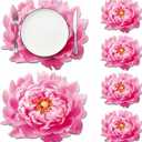 Remerry Leather Pink Peony Flower Placemat Set of 6 Green Palm Leaf Place Mats Lily Flower Table Place Heat Resistant Washable Non-Slip Dinner Mats for Spring Summer Party Kitchen Home Decors(Peony)