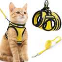 rabbitgoo Cat Harness and Leash Set for Walking Escape Proof, Adjustable Soft Kittens Vest with Reflective Strip for Cats, Comfortable Outdoor Vest, Bright Yellow, M