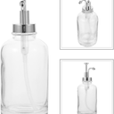 Dish Soap Dispenser for Kitchen, Hand Glass Soap Dispenser Set with Pump, Tray, Funnel for Bathroom, Shower, Laundry, Liquid, Lotion (Silver 2 Pack