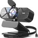 TRAUSI 1080P Full HD Webcam with Mic, Privacy Cover, Wide-Angle Lens, Auto Light Correction, Noise Cancellation, Plug & Play USB Webcam for Laptop/ PC/ Desktop/ Mac/ Skype/ Zoom/ Streaming (Black)