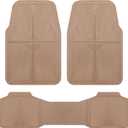 CAR PASS Rubber Car Mats,Car Floor Mats All Weather, Waterproof Trim-to Fit Automotive Floor Mats for Cars Trucks SUV,Anti-Slip Easy Clean, Heavy Duty Car Mats Full Set 3-Piece,All Beige